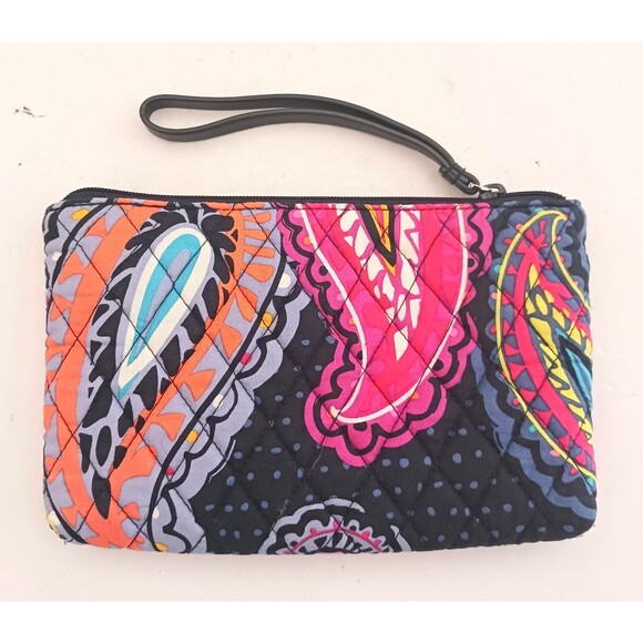 NEW Vera Bradley Escapade Wristlet Pouch Twilight Paisley Navy Strap 8.5X5 - Picture 3 of 6
